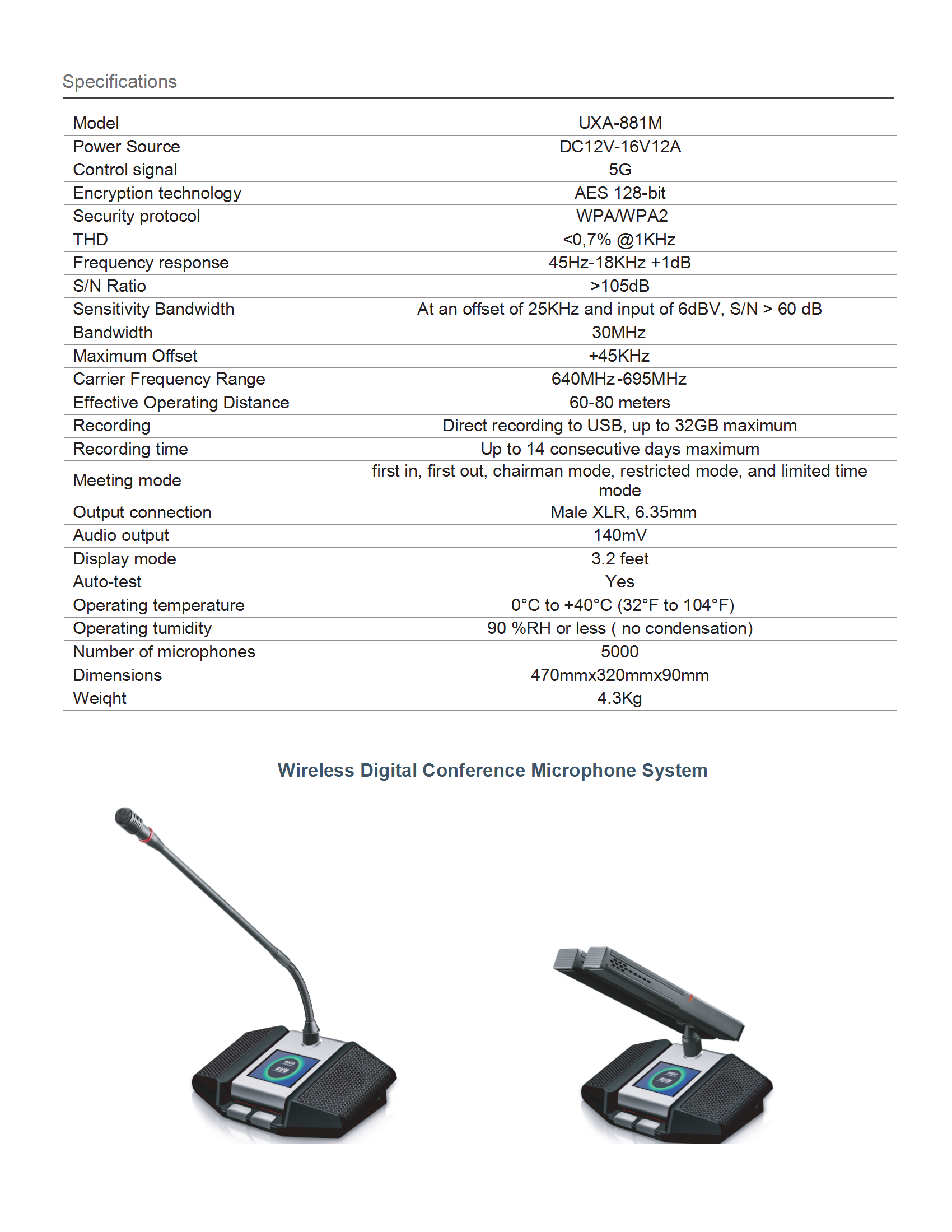 Bộ micro hội thảo không dây 5G UXA-881